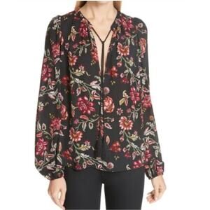 A.L.C. Royan Floral Long Sleeve Silk Blouse